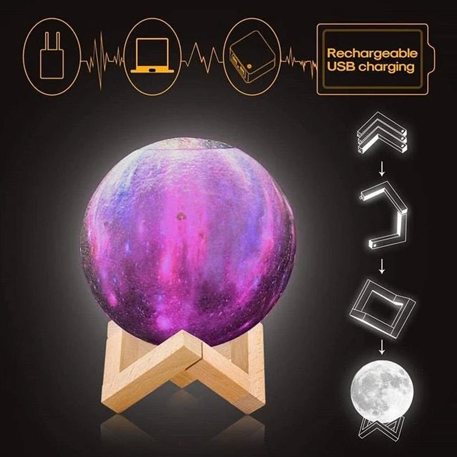 3d 2 In 1 Led Printed Moon Lamp  Aroma Diffuser (1 Pc) 3d 2 In 1 Led Printed Moon Lamp  Aroma Diffuser (1 Pc)